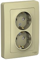 Розетка с заземлением Systeme Electric Blanca 1-м. 2-мод. шторки бежевый картинка